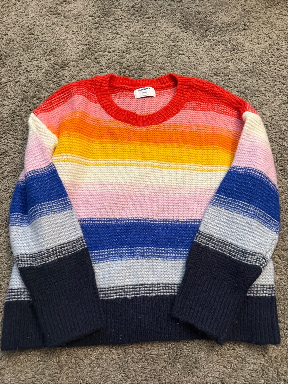 Old Navy Petite Multicolor Striped Crewneck Sweater